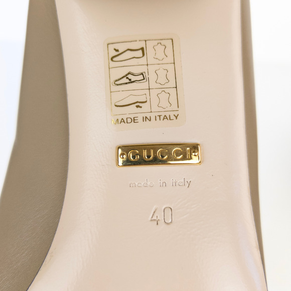 GUCCI Sylvie Loafer Pumps Tan Leather Mid-Heel Chain Web Stripe Women's EU 40 - Picture 9 of 12